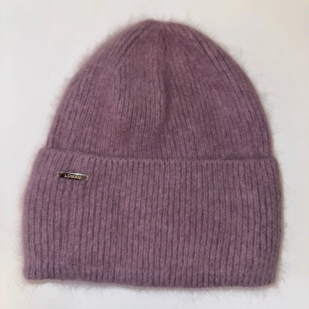 Loman Fuzzy Wool Cuffed Beanie Hat in Lilac - Picture 1 of 3